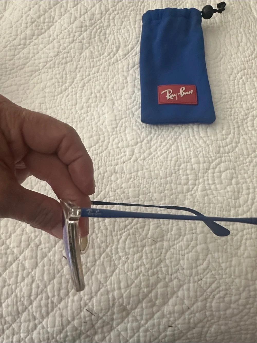 Ray-Ban Junior Size Clear Frame Sunglasses with Blue Mirrored Lenses